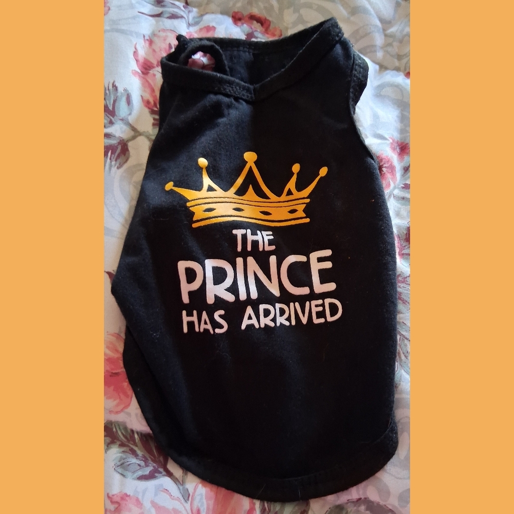 Black Dog Shirt with Gold Crown Print